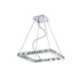Luminosa Lighting Luminosa Galaxy Pendant Square Small 24W Led 6000K Polished Chrome/crystal - thumbnail 1