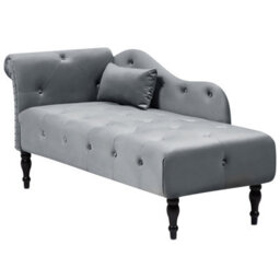 Beliani Left-Hand Chaise Longue Ivry Velvet Grey - thumbnail 4