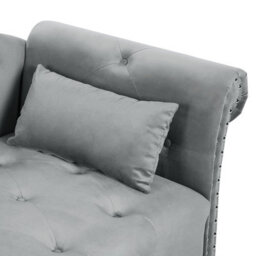 Beliani Left-Hand Chaise Longue Ivry Velvet Grey - thumbnail 6