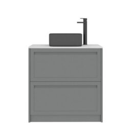 Royal Bathrooms Royal Bathroom Elmore 800mm Matt Pebble Grey Freestanding Countertop Bathroom Vanity Unit 2 Drawer With Art Square Basin - thumbnail 7