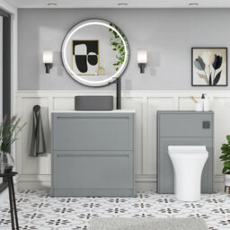 Royal Bathrooms Royal Bathroom Elmore 800mm Matt Pebble Grey Freestanding Countertop Bathroom Vanity Unit 2 Drawer With Art Square Basin - thumbnail 5