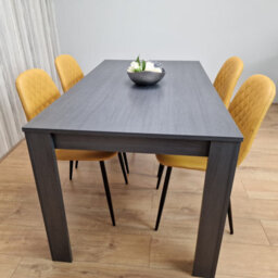 Kosy Koala Luxurious Dark Grey Dining Table With 4 Mustard-Stitched Chairs Dining Room Set - thumbnail 3