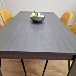 Kosy Koala Luxurious Dark Grey Dining Table With 4 Mustard-Stitched Chairs Dining Room Set - thumbnail 4