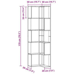 Walplus Corner Bookcase 5-Tier Artisian Oak 50X50X179 Cm Engineered Wood - thumbnail 9