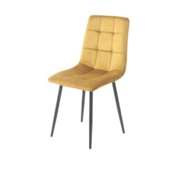 Urbn-Living Urbn Living 110Cm Dining Table & 4 Pcs Velvet Chairs Set Modern Metal Kitchen Furniture Rustic Oak Table And Curly Yellow Chair - thumbnail 4