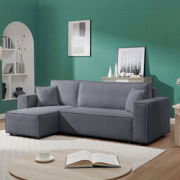 Artemis Home Hanna Reversible Corner Sofa With Sofa Bed - Dark Grey - thumbnail 1