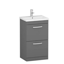 Royal Bathrooms Turin Indigo Grey Gloss 500mm Floor Standing Vanity Unit 2 Drawer With Mid-Edge Basin Sink - thumbnail 6