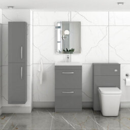 Royal Bathrooms Turin Indigo Grey Gloss 500mm Floor Standing Vanity Unit 2 Drawer With Mid-Edge Basin Sink - thumbnail 2