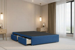 "Nexus Amalfi Plush Divan, Blue, 26"" Headboard, 2 Drawers Same Side, Open Coil Mattress, Small Single" - thumbnail 4