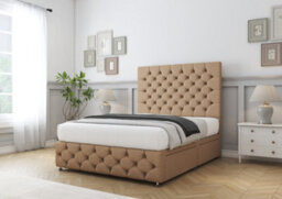 "Comfort Florida Latte Tweed Divan Bed Base 2 Drawers Right Side - 26"" Strutted  & 12"" Footboard 4' Small Double" - thumbnail 4