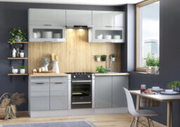 Impact Furniture Kitchen Cabinets Set 9 Units Slim Larder Soft Close 280Cm Light Grey Gloss Fitted Kitchen Star - thumbnail 9