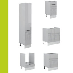 Impact Furniture Kitchen Cabinets Set 9 Units Slim Larder Soft Close 280Cm Light Grey Gloss Fitted Kitchen Star - thumbnail 4