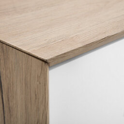 Beliani Tv Stand In White And Light Brown Veneer With 2 Cabinets, W150 X D40 X H45Cm - thumbnail 7