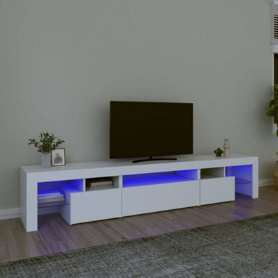 Berkfield Tv Cabinet With Led Lights White 215X36.5X40 Cm - image 1