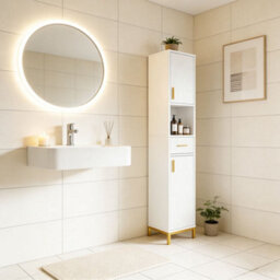 Hygrad Built to Survive Tall Freestanding Bathroom Storage Unit, Small Spaces Narrow Cabinet With Drawer - thumbnail 8