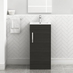 Royal Bathrooms Turin 400mm Floor Standing Bathroom Vanity Unit Charcoal Oak - 1 Door Basin Unit