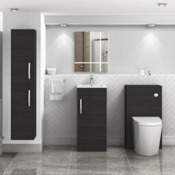 Royal Bathrooms Turin 400mm Floor Standing Bathroom Vanity Unit Charcoal Oak - 1 Door Basin Unit - thumbnail 4