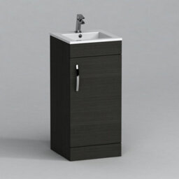 Royal Bathrooms Turin 400mm Floor Standing Bathroom Vanity Unit Charcoal Oak - 1 Door Basin Unit - thumbnail 5