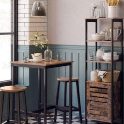 Songmics Table Square Tall Table Heavy-Duty Steel Frame, Easy Assembly Kitchen Living Room - Stools Not Included - thumbnail 1