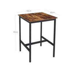 Songmics Table Square Tall Table Heavy-Duty Steel Frame, Easy Assembly Kitchen Living Room - Stools Not Included - thumbnail 3