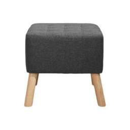 Living And Home Dark Grey Linen Upholstered Footstool With Button Tufted Seat, 41Cm W X 41Cm D X 41Cm H - thumbnail 3