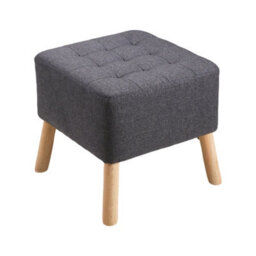 Living And Home Dark Grey Linen Upholstered Footstool With Button Tufted Seat, 41Cm W X 41Cm D X 41Cm H - thumbnail 2