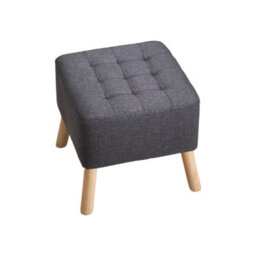 Living And Home Dark Grey Linen Upholstered Footstool With Button Tufted Seat, 41Cm W X 41Cm D X 41Cm H - thumbnail 4