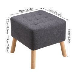 Living And Home Dark Grey Linen Upholstered Footstool With Button Tufted Seat, 41Cm W X 41Cm D X 41Cm H - thumbnail 5