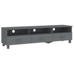 Berkfield Tv Cabinet Dark Grey 158X40X40 Cm Solid Wood Pine - thumbnail 2