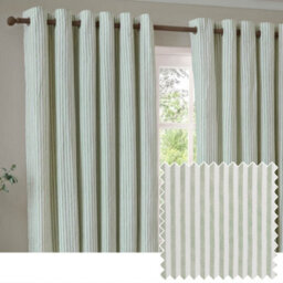 Yard Hebden Striped Cotton Eyelet Curtains, Eucalyptus, (W) 229 X (D) 137Cm