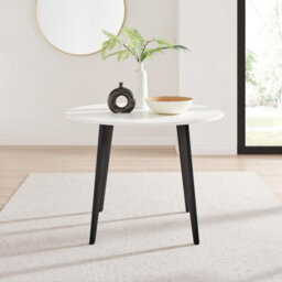 Furniturebox Uk Koko White Melamine Round Dining Table & 4 Black Corona Black Leg Chairs - thumbnail 3