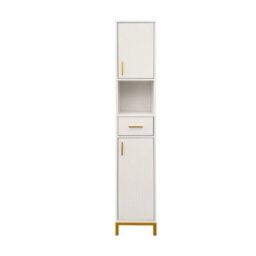 Hygrad Built to Survive Slim Bathroom Tall Cabinet Free Standing Floor Storage Unit Cupboard W/ 2 Doors - thumbnail 3