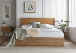 Rattan And Oak Ottoman Bed Frame - Double