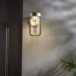Luminosa Lighting Luminosa Benevento Outdoor Integrated Led Wall Lamp Brushed Gold Finish & Clear Glass Ip44 - thumbnail 3