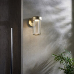 Luminosa Lighting Luminosa Benevento Outdoor Integrated Led Wall Lamp Brushed Gold Finish & Clear Glass Ip44 - thumbnail 2