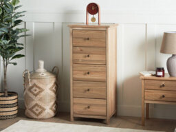 Beliani 5 Drawer Chest Salton Sassafras Wood Brown - thumbnail 2