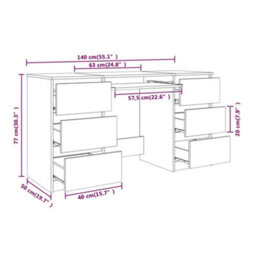 Vidaxl Writing Desk Grey Sonoma 140X50X77 Cm Engineered Wood - thumbnail 8