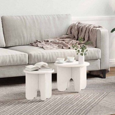 Berkfield Coffee Table 2 Pcs White Solid Pine Wood - image 1