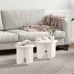 Berkfield Coffee Table 2 Pcs White Solid Pine Wood - thumbnail 1