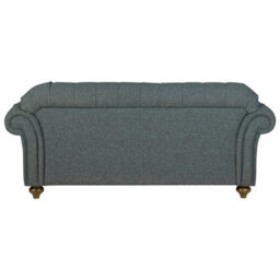 Xample Bordeaux Button Back Blue Fabric 3-Seater Sofa - Tufted Scroll Arms, Foam Cushions, Solid Wood Legs, Accent Pillows Included - thumbnail 5