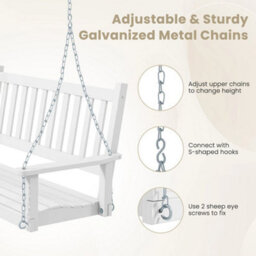 136 Cm Wooden Porch Swing Garden 2 Person Hanging Porch Swing Bench - thumbnail 6