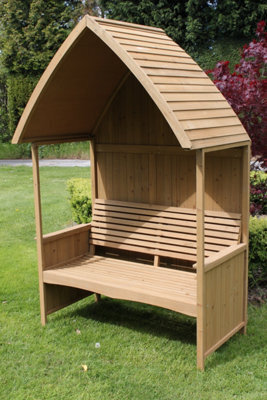 Garden Market Place Garden Arbour With Integral Garden Bench (Natural) - image 1
