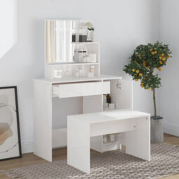Walplus Dressing Table With Mirror High Gloss White 86.5X35X136 Cm - thumbnail 3