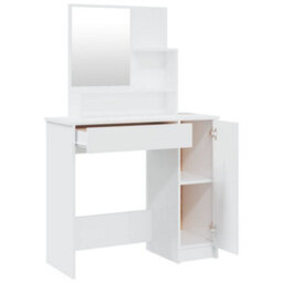 Walplus Dressing Table With Mirror High Gloss White 86.5X35X136 Cm - thumbnail 7