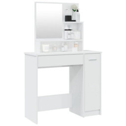 Walplus Dressing Table With Mirror High Gloss White 86.5X35X136 Cm - thumbnail 4