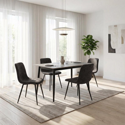 Fwstyle Nova 110X60Cm Grey Sintered Stone Marble Effect Fixed Top Dining Table - image 1