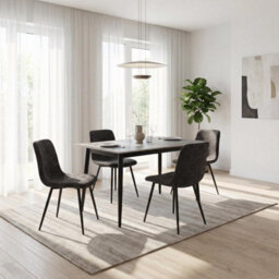 Fwstyle Nova 110X60Cm Grey Sintered Stone Marble Effect Fixed Top Dining Table