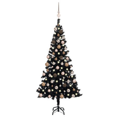 Berkfield Artificial Christmas Tree With Leds&ball Set Black 150 Cm Pvc - image 1