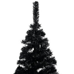 Berkfield Artificial Christmas Tree With Leds&ball Set Black 150 Cm Pvc - thumbnail 3