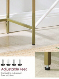 Vasagle Console Table, Side Table, Tempered Glass Tabletop, Modern Sofa Table, Adjustable Feet, Gold - thumbnail 6